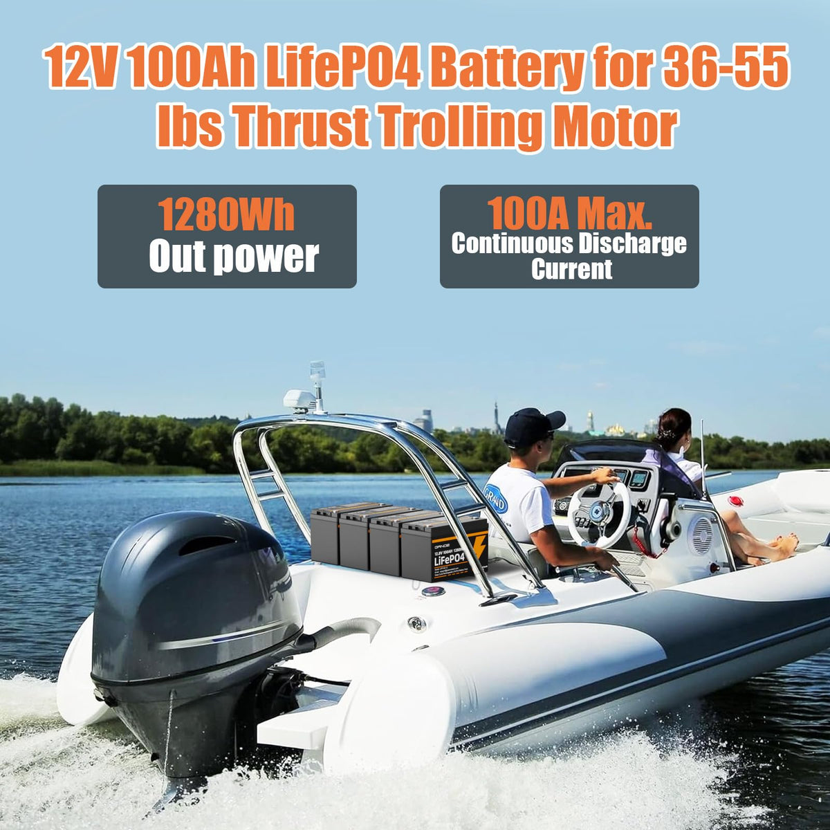12V 100Ah LiFePO4 Lithium Battery 2 Pack T788429