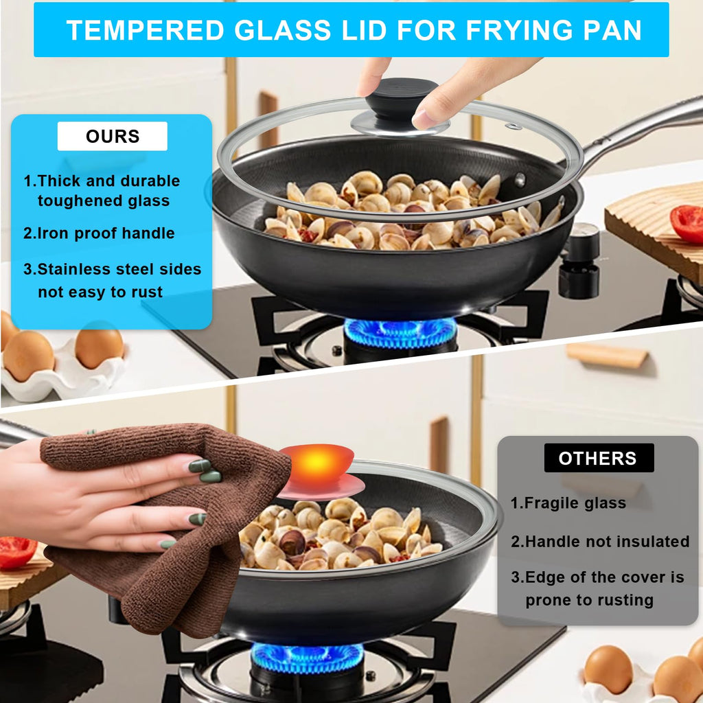 Tempered Glass Lid with Stainless Steel Rim for 8 Inch Frying Pan I823