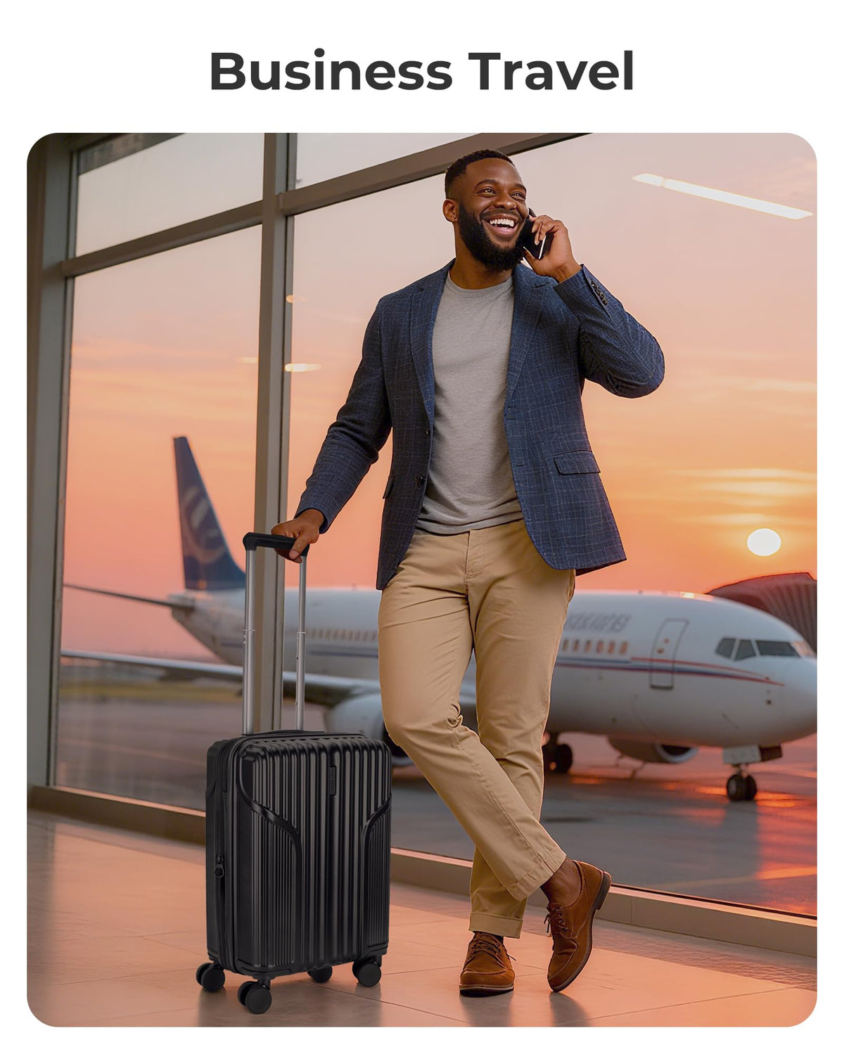 Carry On Luggage with Wheels, Black I181