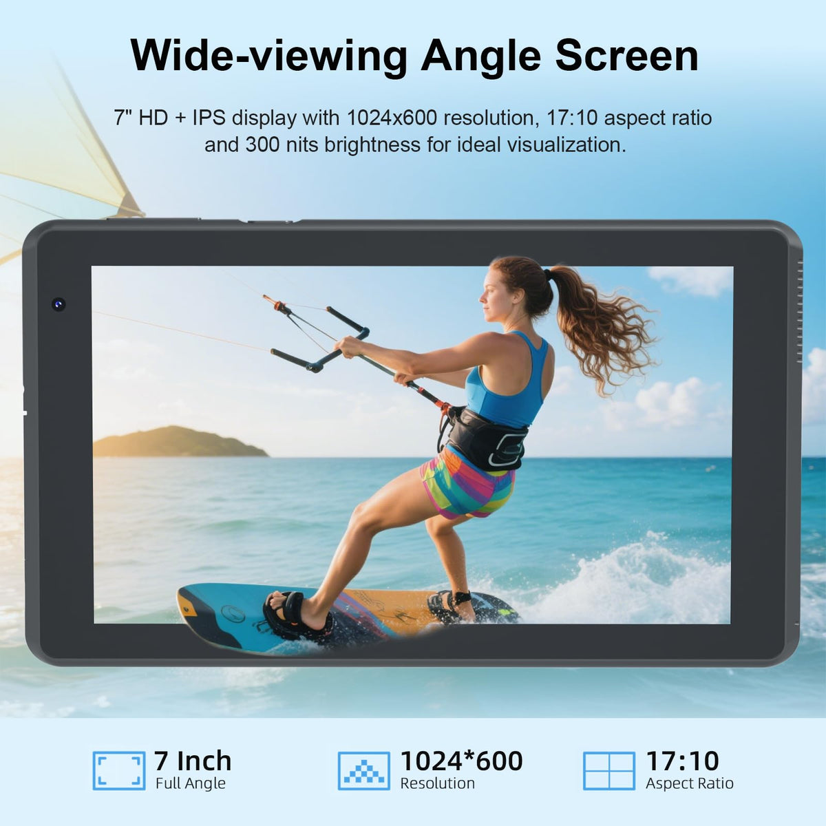 Android 15 Tablet 7 inch 8GB RAM 32GB ROM Black Y645583