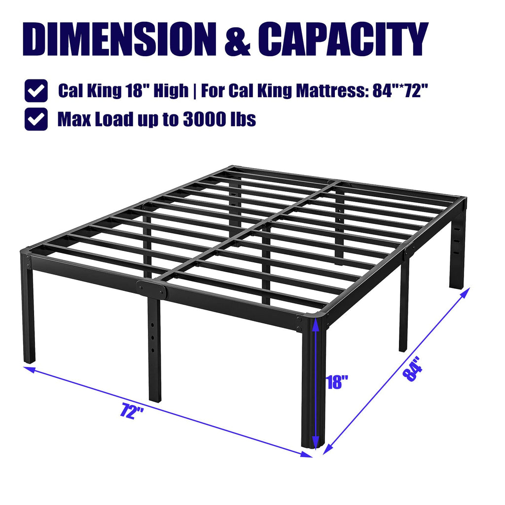 California King Heavy Duty Metal Platform Bed Frame with Round Corners H612