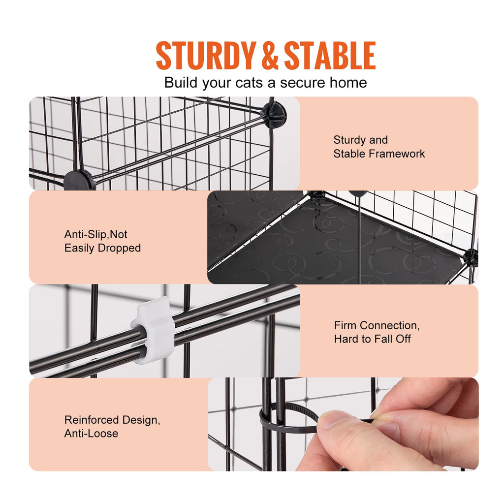 4-Tier Metal Wire Cat Cage with Hammock Ramp X8921