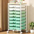 Green Rolling Cart with 8 Drawers D58138