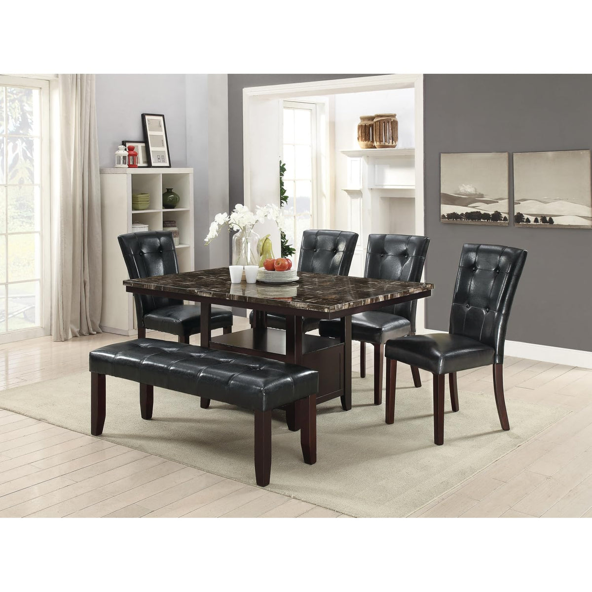 Black Faux Leather Parson Chairs Set of 2 C3811
