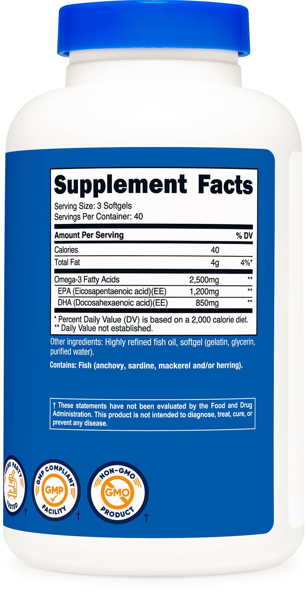 Omega 3 Fish Oil 2500MG 120 Softgels V35214