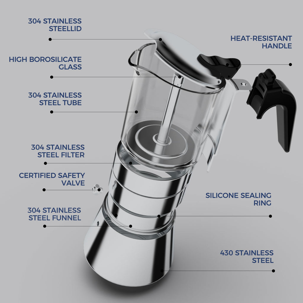 Induction Stovetop Espresso Maker 240ml 6cup J208493