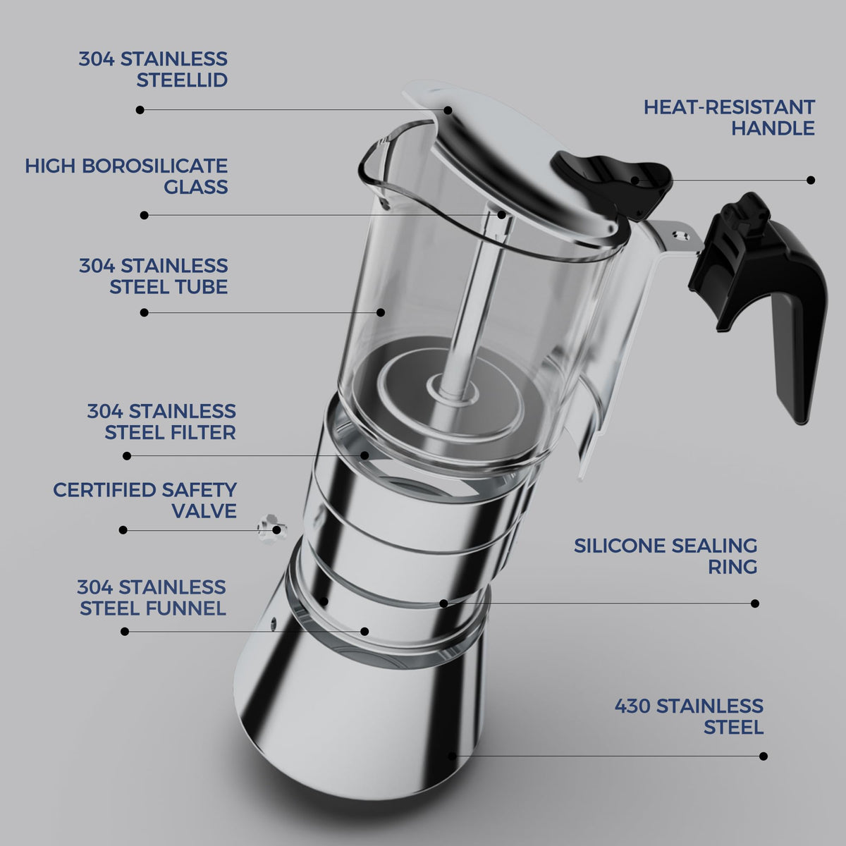 Induction Stovetop Espresso Maker 240ml 6cup J208493