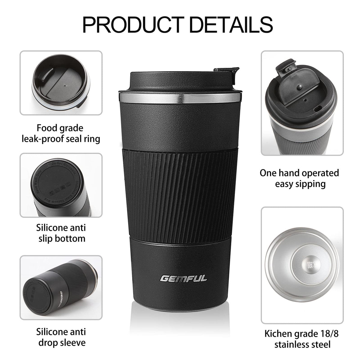 2 Pack 17oz Insulated Travel Coffee Mug with Lid W425