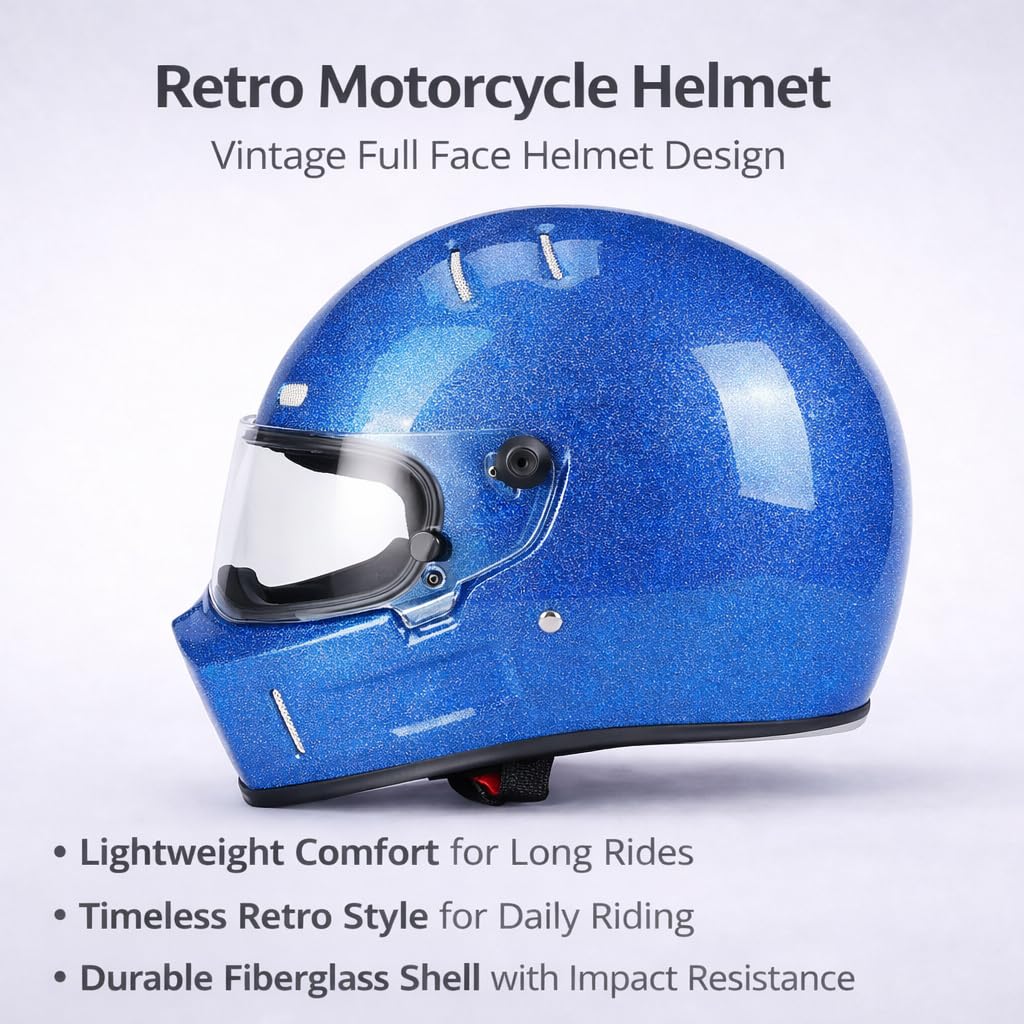 DOT Approved Fiberglass Full Face Motorcycle Helmet with Clear Visor N112