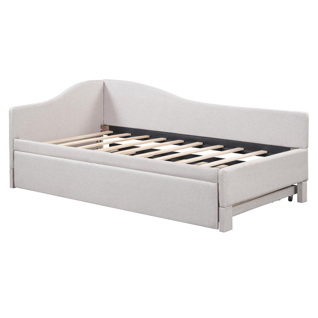 Twin Size Upholstered Linen Daybed with Pop up Trundle H753321