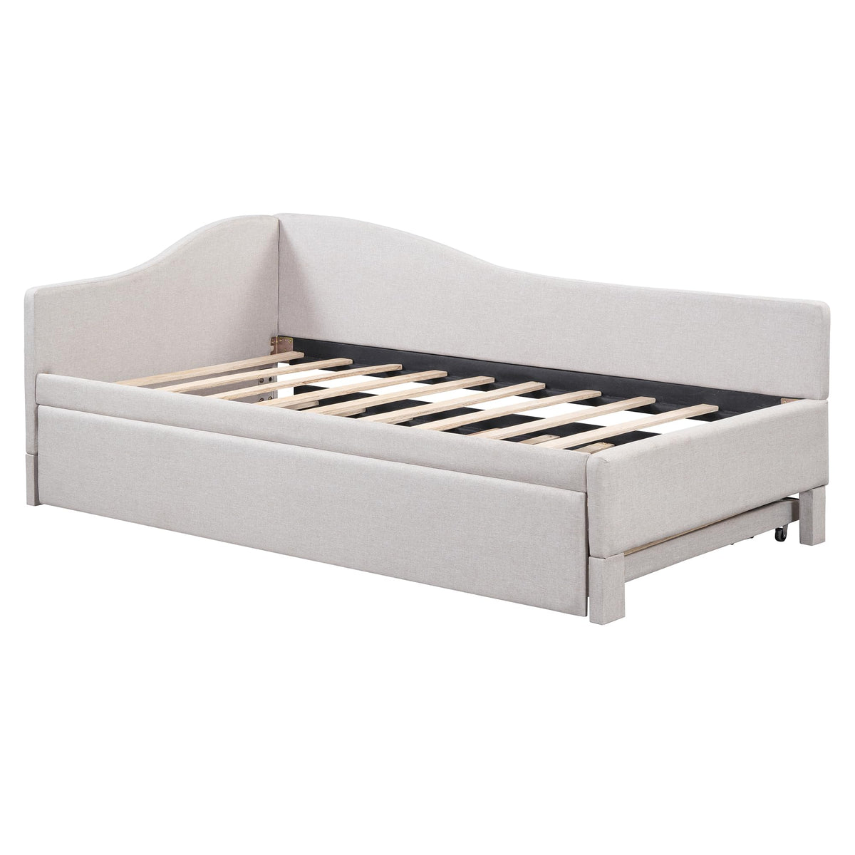 Twin Size Upholstered Linen Daybed with Pop up Trundle H753321