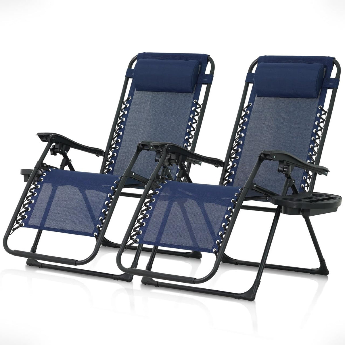 Blue Set of 2 Zero Gravity Chair with Side Tray E240786