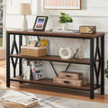 Brown 47 Inch Sofa Console Table with 3 Tier Bookshelf A820907