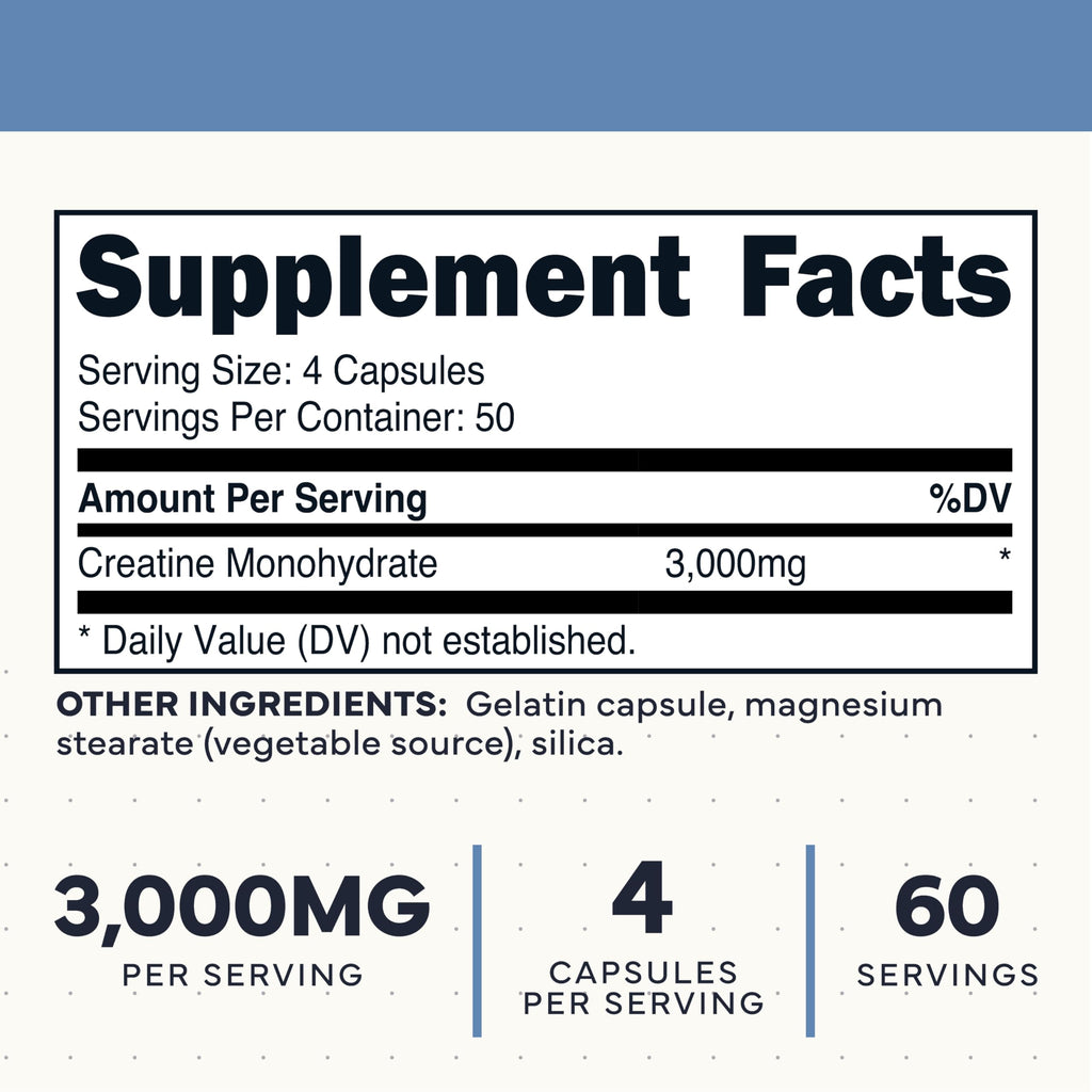 Creatine Monohydrate Capsules 3,000mg 200 Count M350648