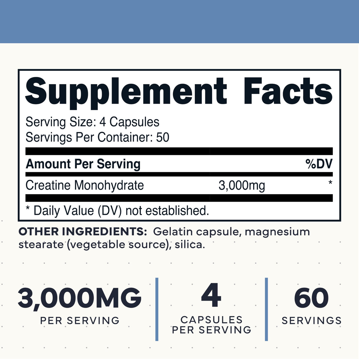 Creatine Monohydrate Capsules 3,000mg 200 Count M350648
