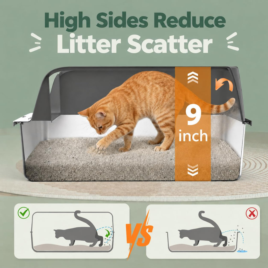 Stainless Steel High Sided Litter Box with Lid K871194