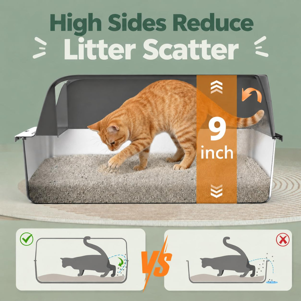 Stainless Steel High Sided Litter Box with Lid K871194
