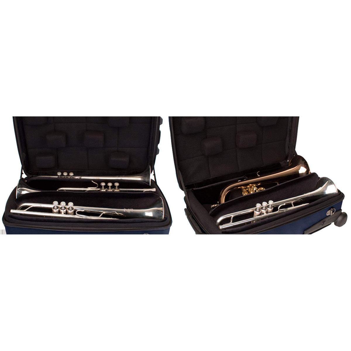 Blue Triple Trumpet Case with Wheels C4960