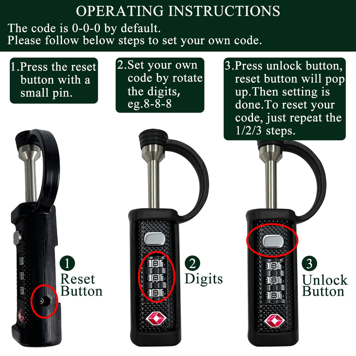 TSA Lock 3-Dial Combo Padlock 2 Pack U6425