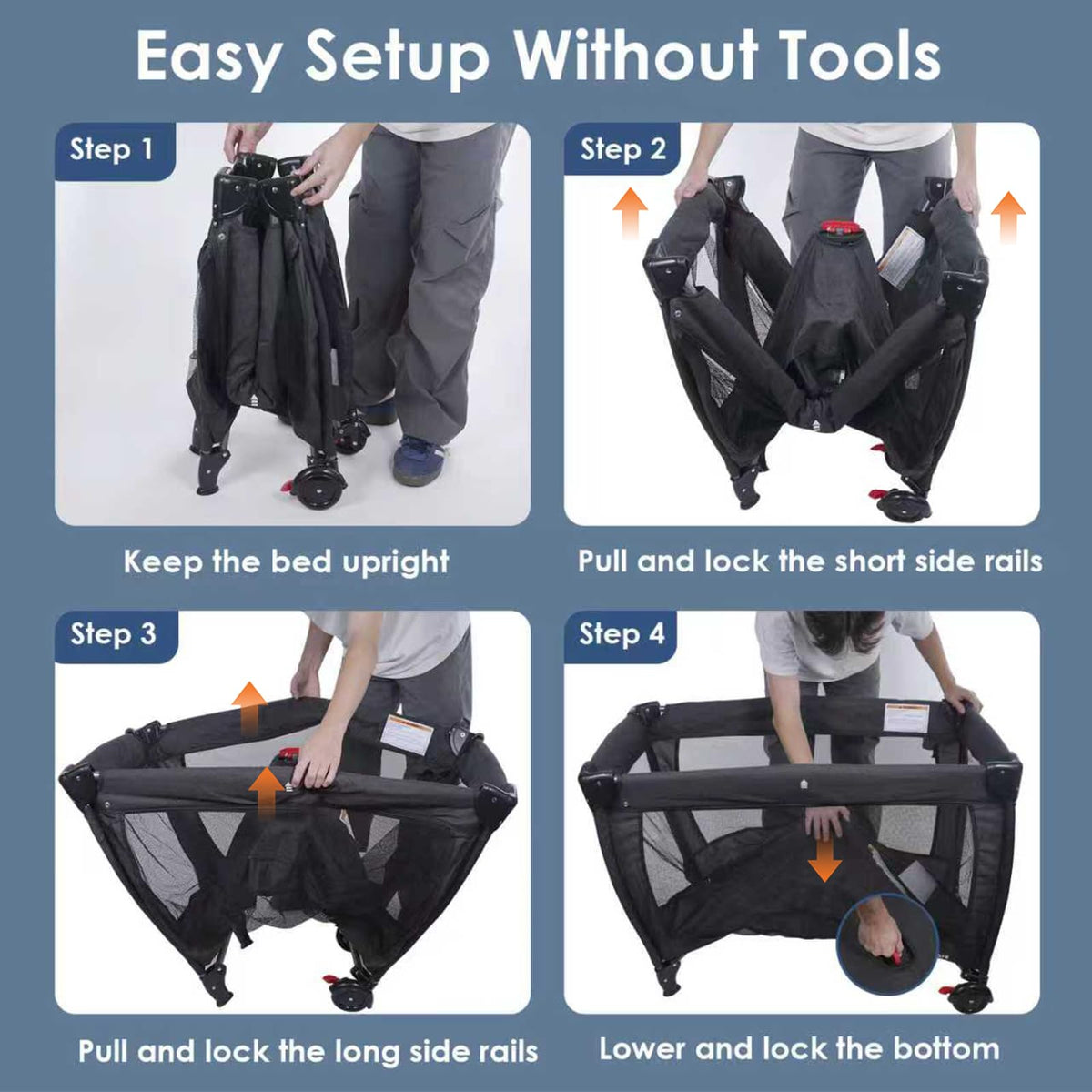 3-in-1 Pack and Play with Changing Table & Carry Bag, Black N368
