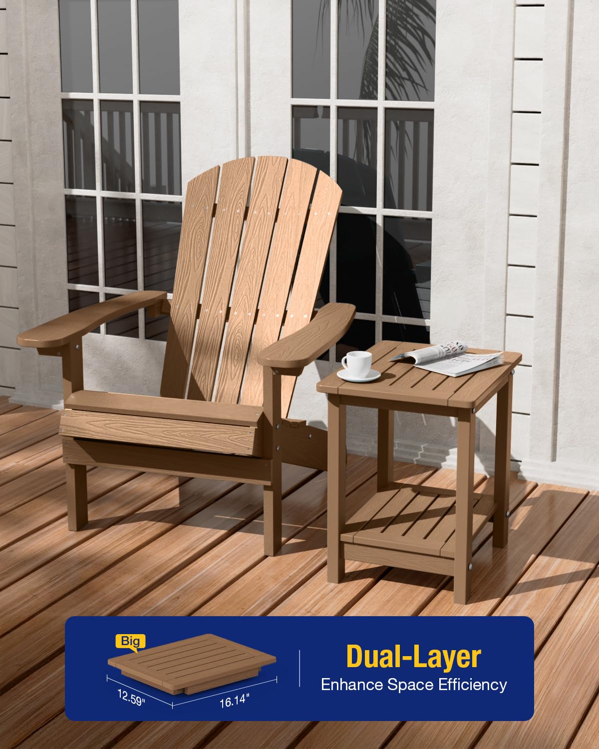 Outdoor Side Table Set of 2 Weather Resistant 2-Tier G8181