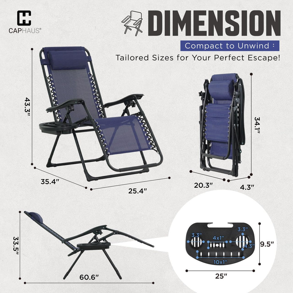 Blue Set of 2 Zero Gravity Chair with Side Tray E240786