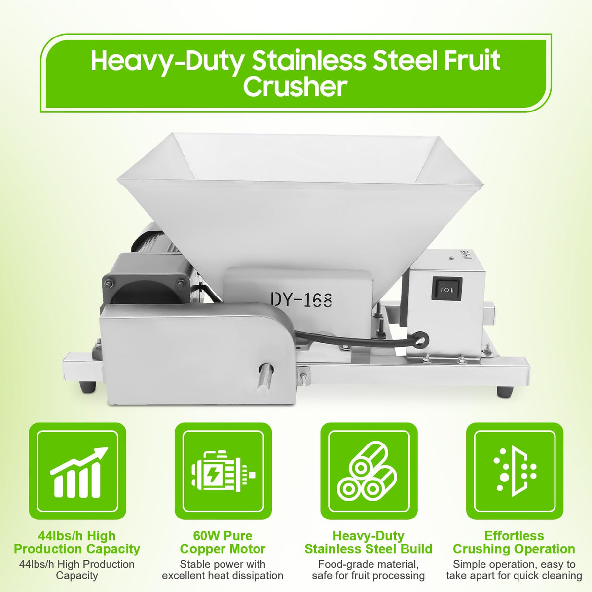 60W Stainless Steel Electric Fruit Crusher 1.06gal Z131177