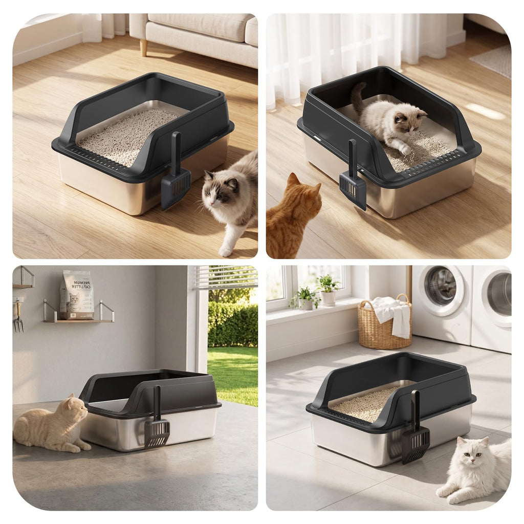 Stainless Steel High Sided Litter Box with Lid K871194