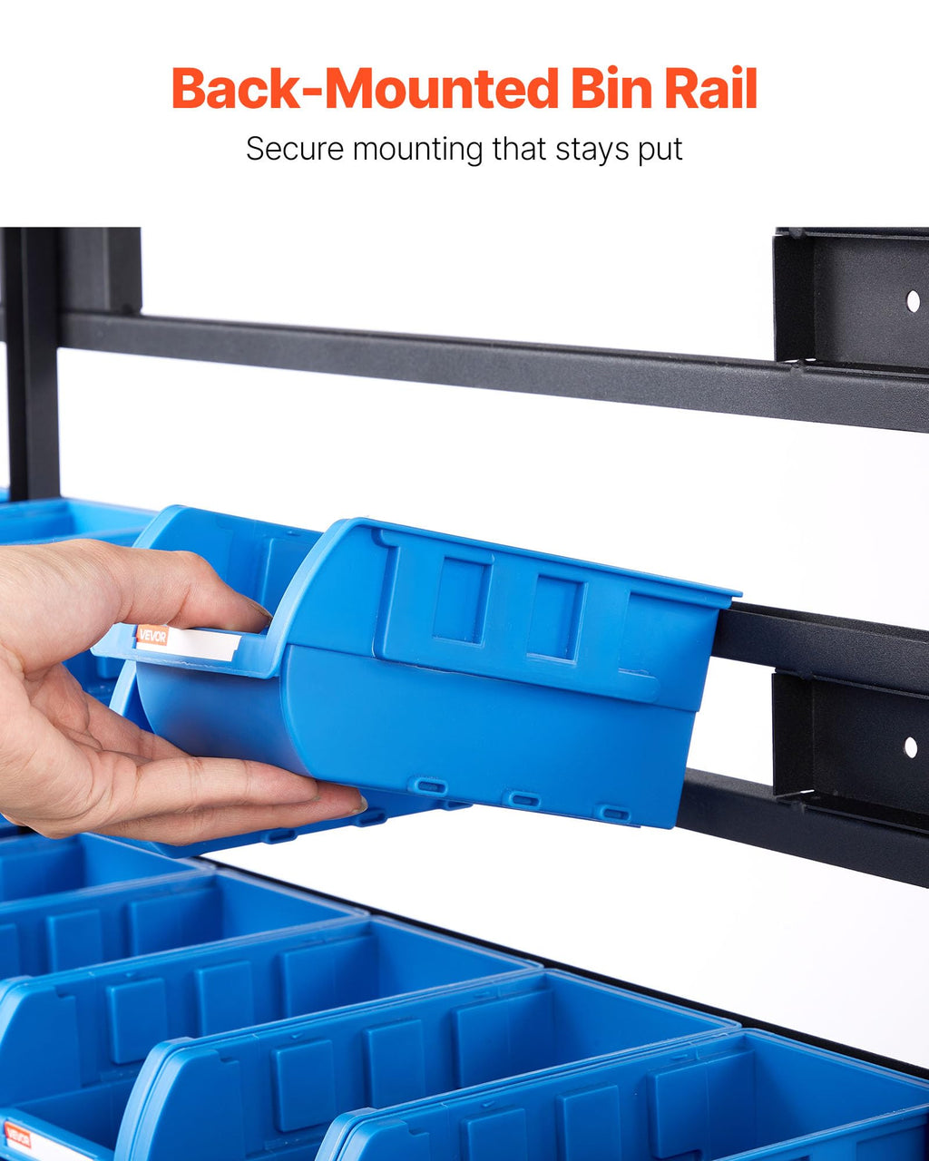 7-Tier Double-Sided Rolling Bin Storage Rack with 94 Plastic Bins M4346