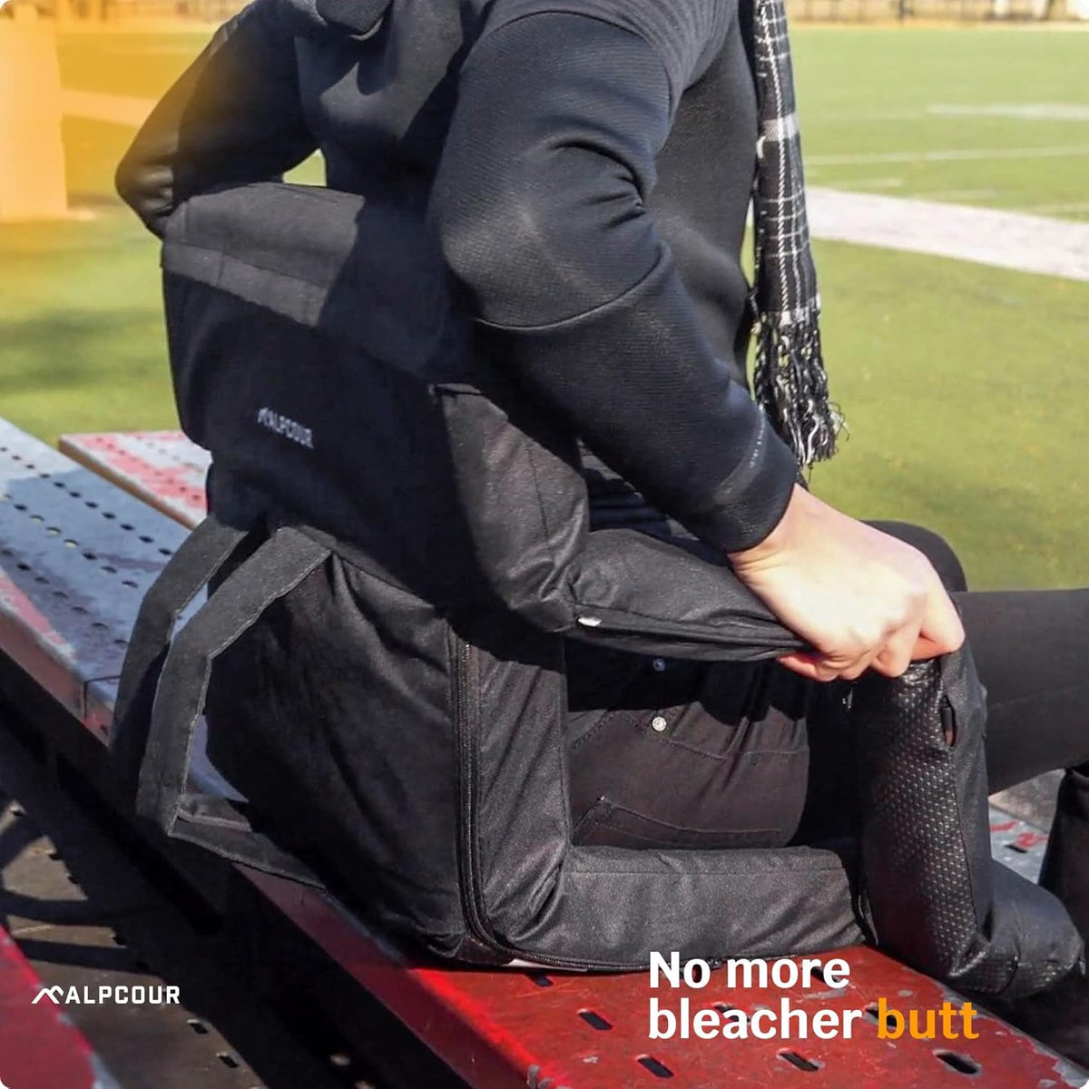 Heated Reclining Stadium Seat with Back Support and Cushion E7678