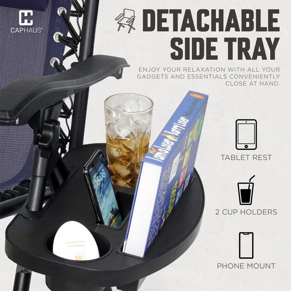 Blue Set of 2 Zero Gravity Chair with Side Tray E240786