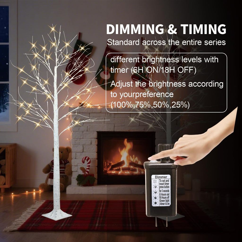 4FT 6FT 8FT Lighted Artificial Birch Tree Set of 3 T3229