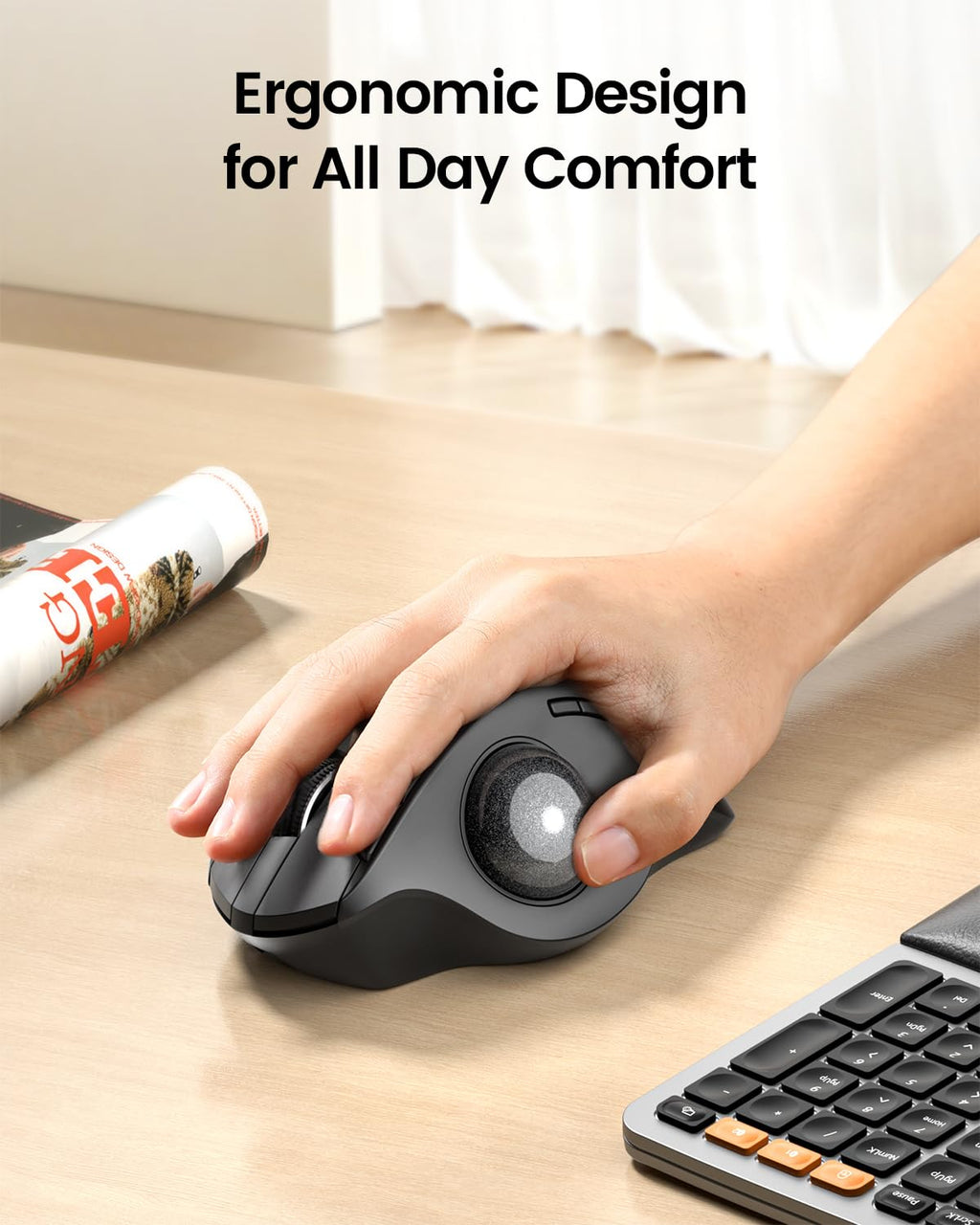 Wireless Rechargeable Gray Trackball Mouse M46691