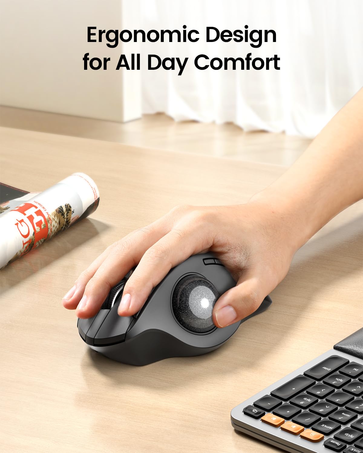 Wireless Rechargeable Gray Trackball Mouse M46691