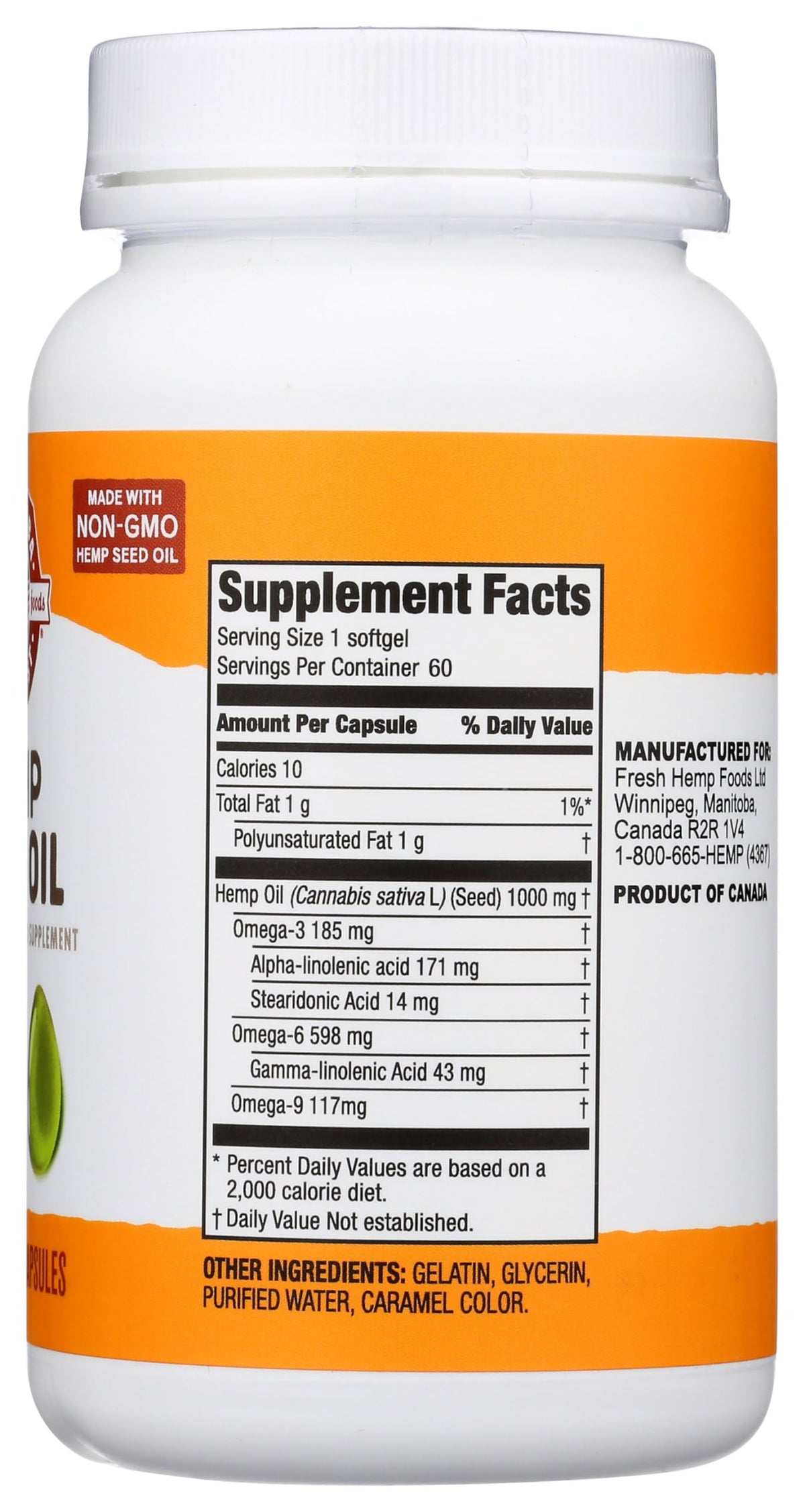 Hemp Seed Oil Softgel Capsules, 60 Count A500