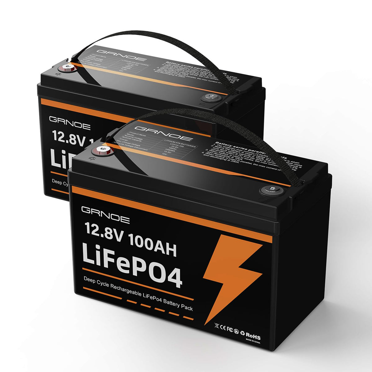 12V 100Ah LiFePO4 Lithium Battery 2 Pack T788429