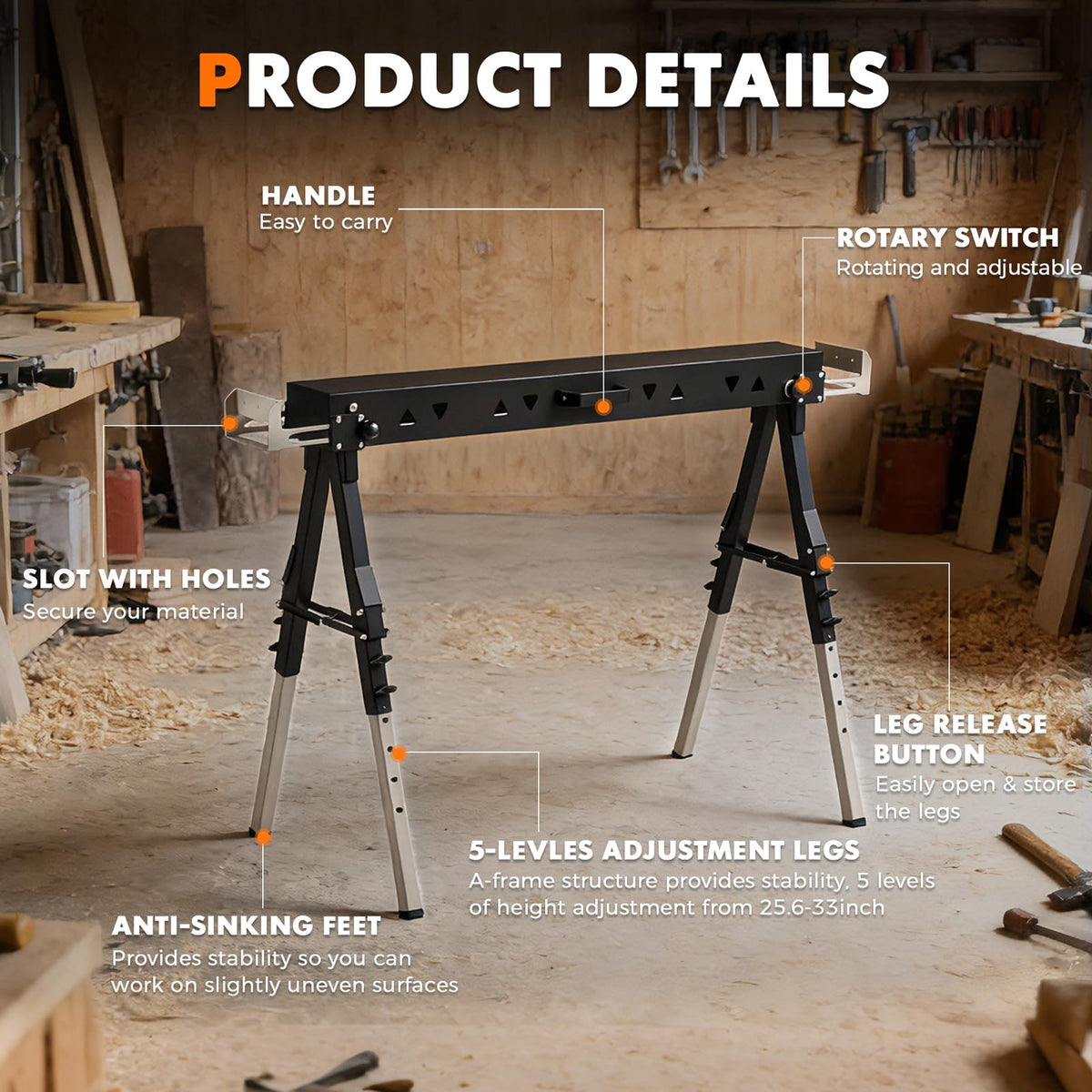 Heavy Duty Folding Sawhorse 2 Pack Q15779