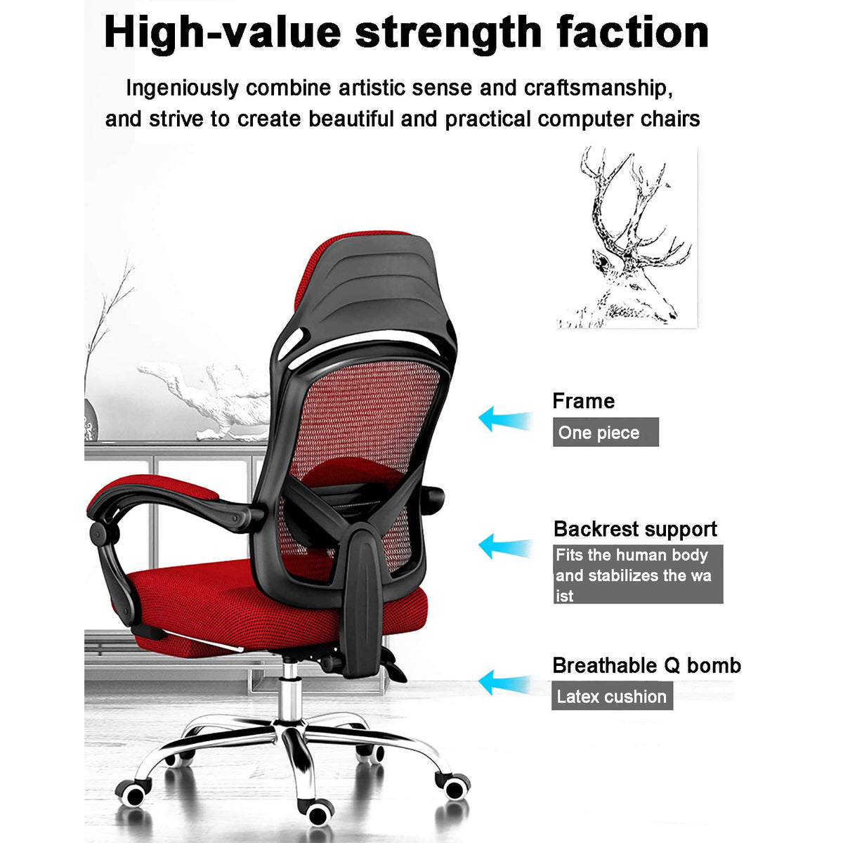 Orange Height Adjustable Mesh Ergonomic Office Chair J933