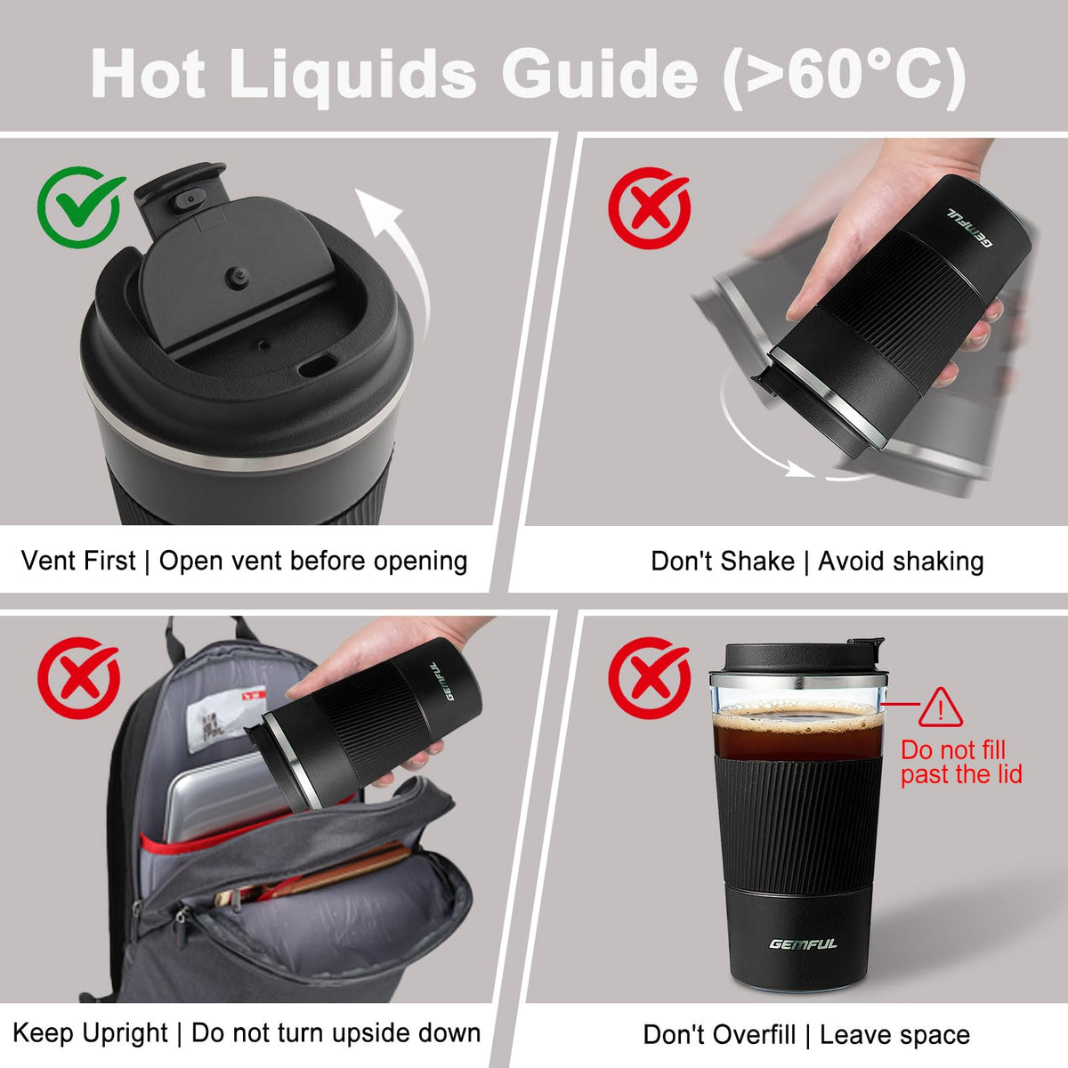 2 Pack 17oz Insulated Travel Coffee Mug with Lid W425