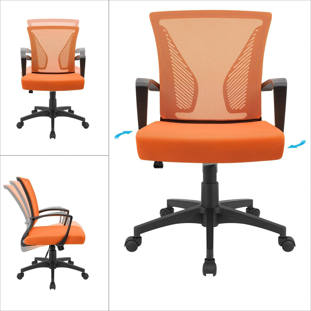 Orange Mesh Ergonomic Office Chair with Armrest X45218