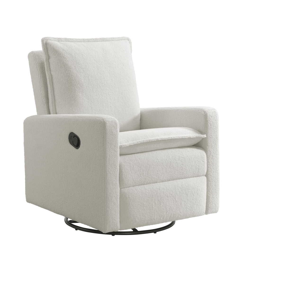 White Boucle Swivel Glider Recliner L311