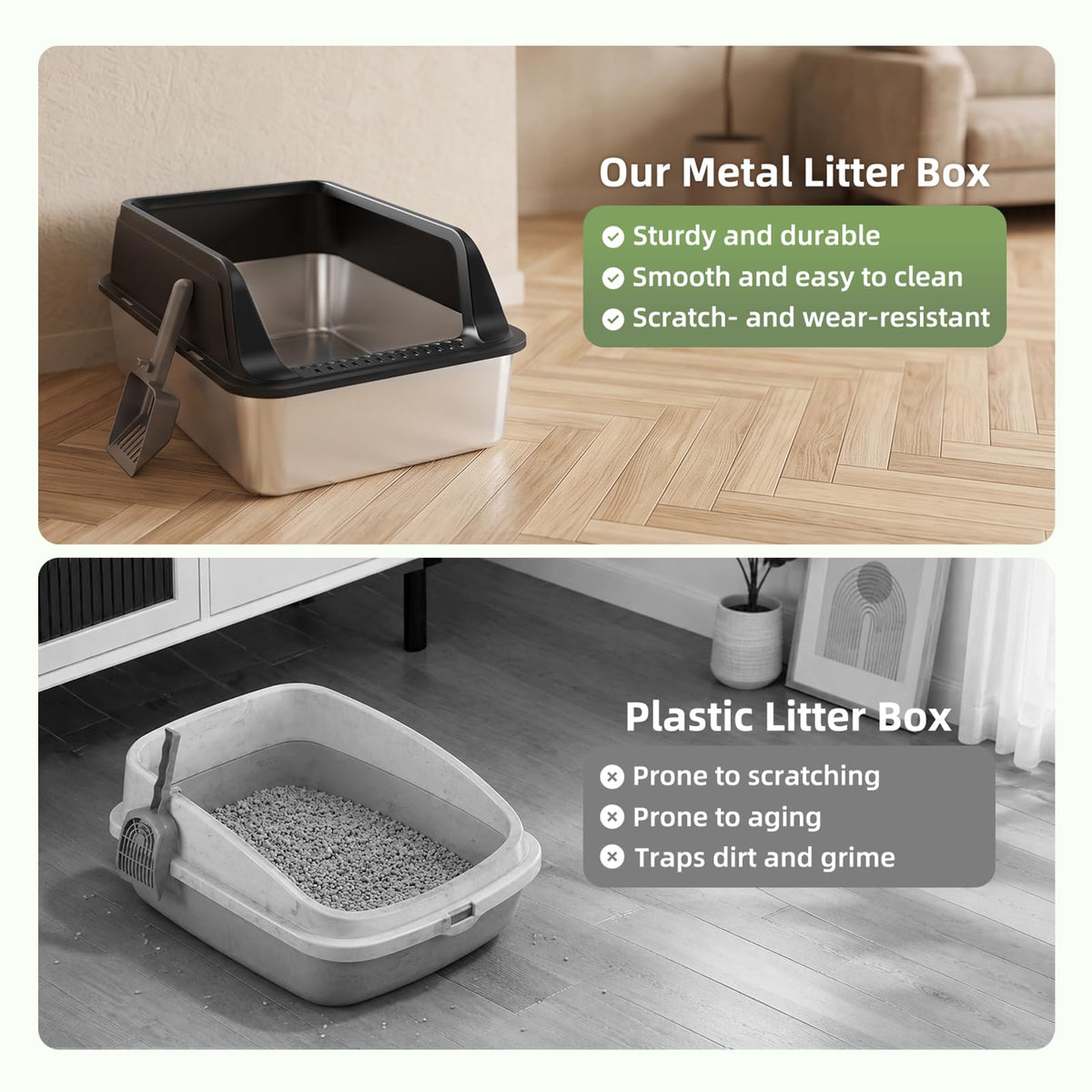 Stainless Steel High Sided Litter Box with Lid K871194