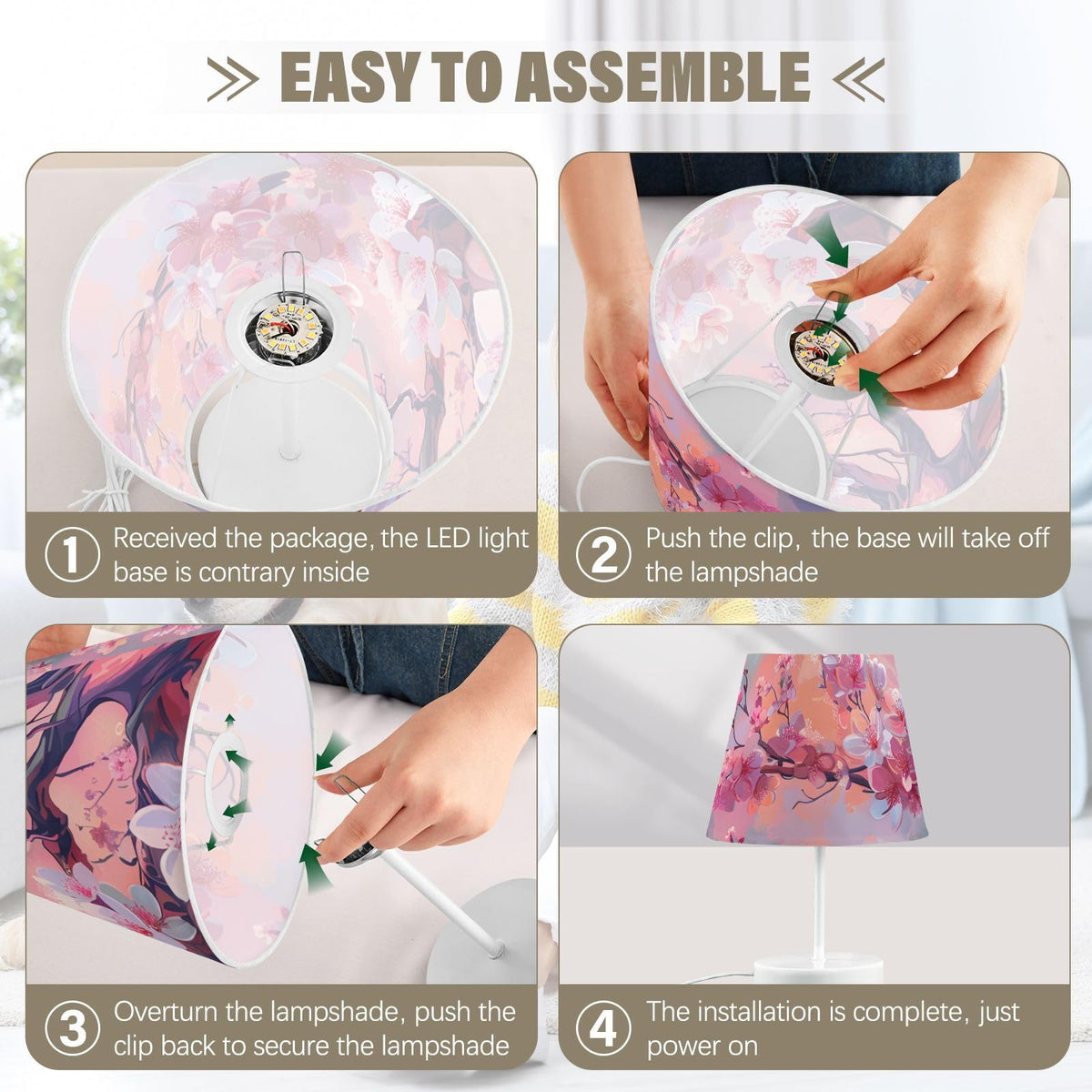 Cherry Blossoms Painting 3-Way Dimmable LED Table Lamp G958850