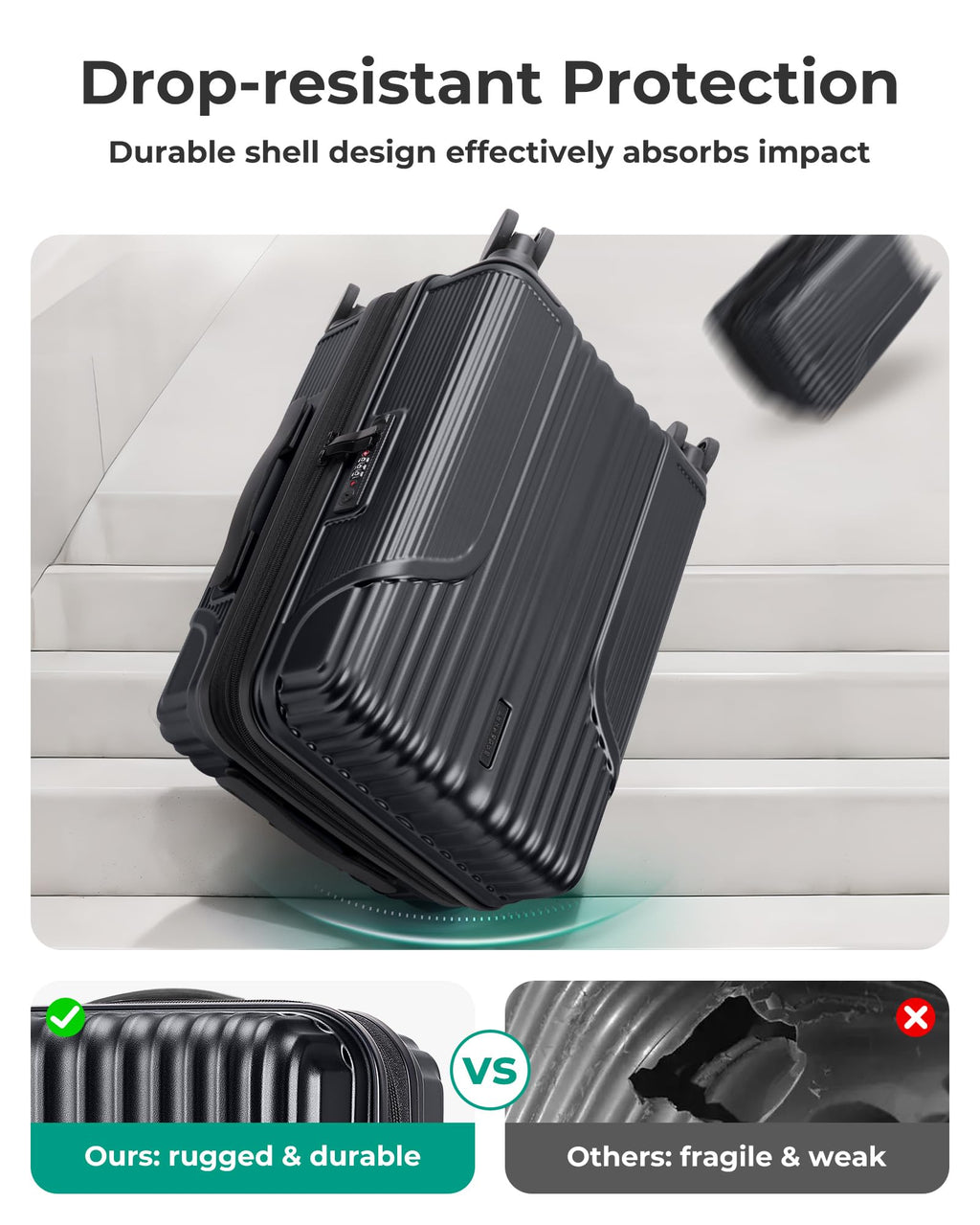 Carry On Luggage with Wheels, Black I181