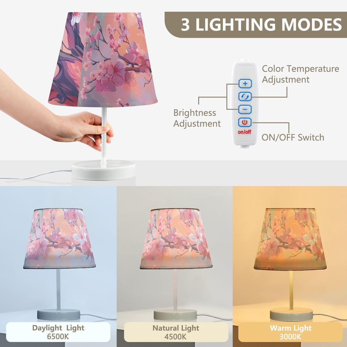 Cherry Blossoms Painting 3-Way Dimmable LED Table Lamp G958850