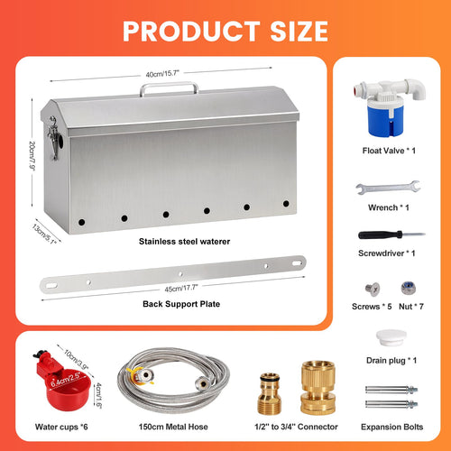 1.5 Gallon Metal Automatic Chicken Waterer O4537