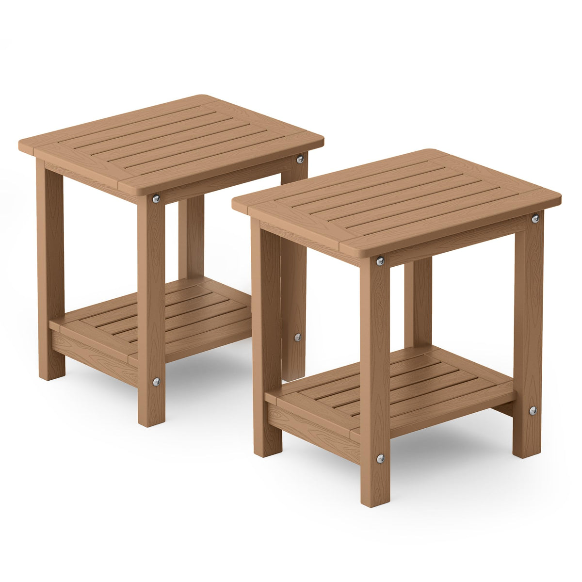 Outdoor Side Table Set of 2 Weather Resistant 2-Tier G8181