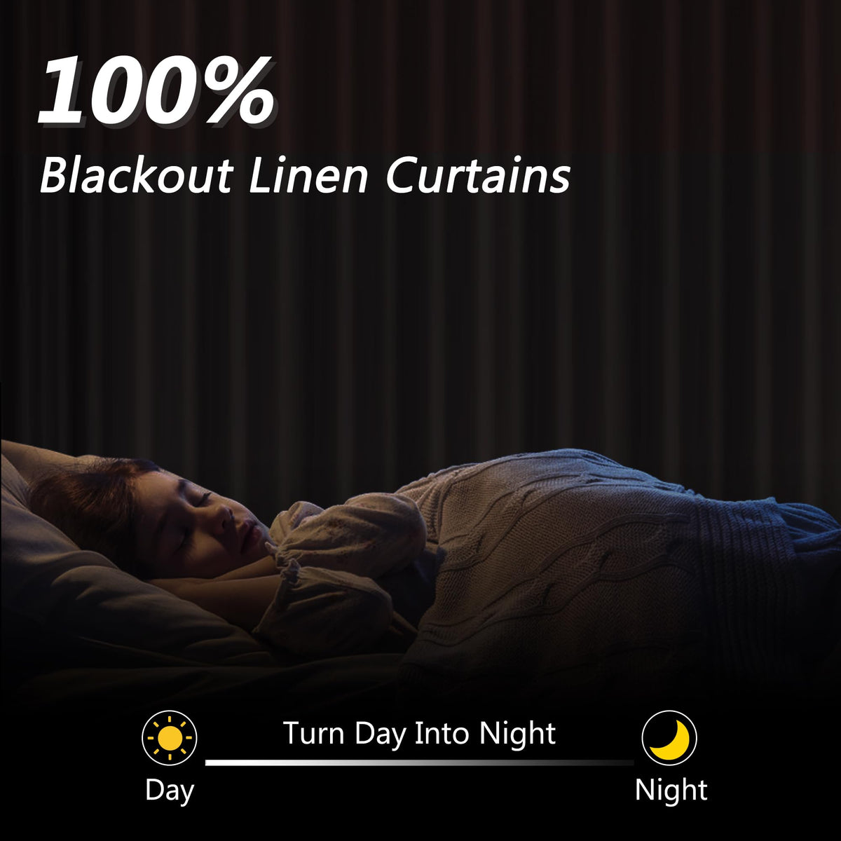 100% Blackout Linen Curtains 108 Inches 2 Panels J772928