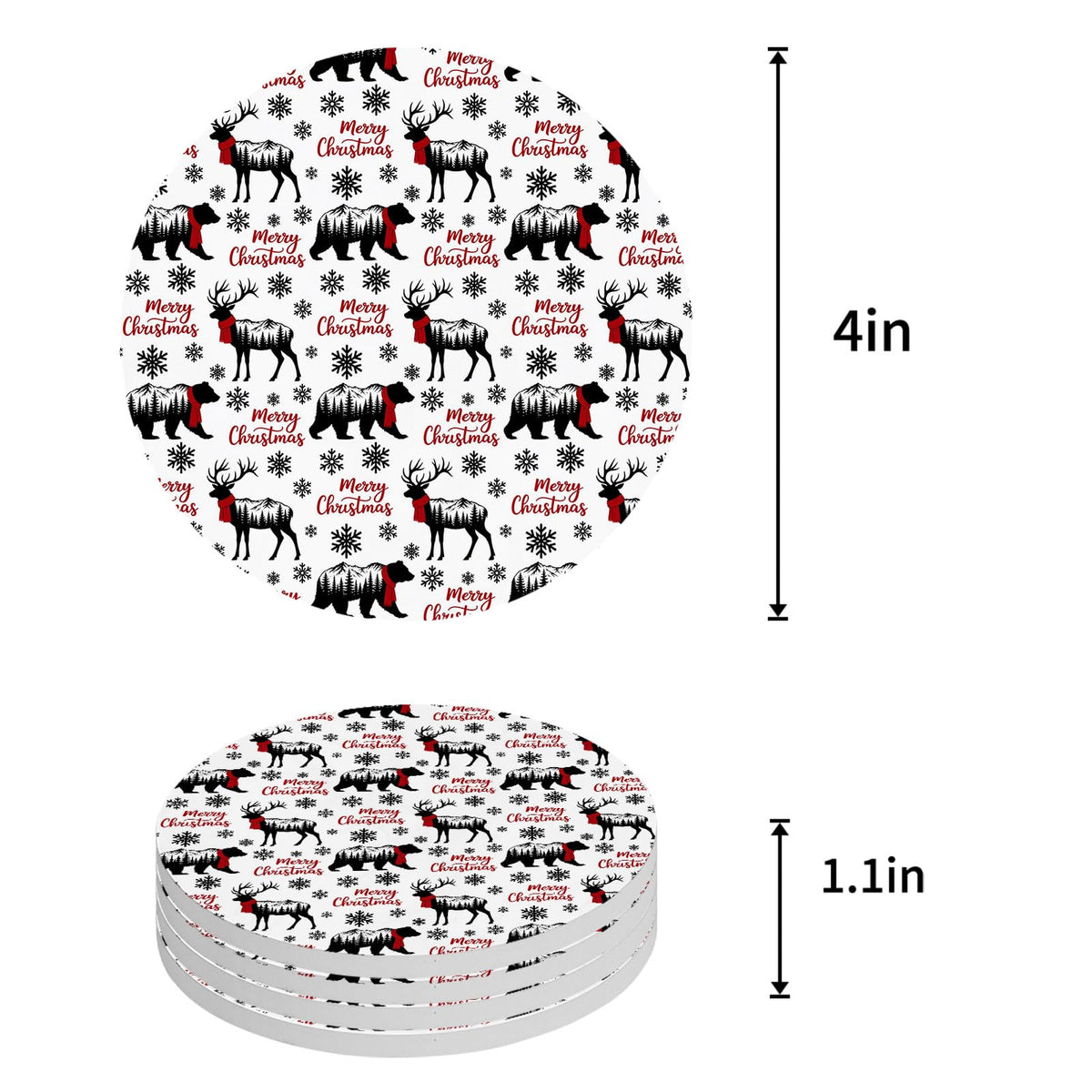 Black Absorbent Ceramic Coasters Set of 6 with Holder M7743