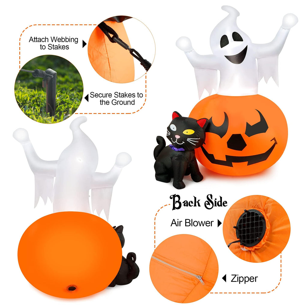 5 FT Halloween Inflatables Outdoor Ghost Pumpkin Black Cat Decor M923